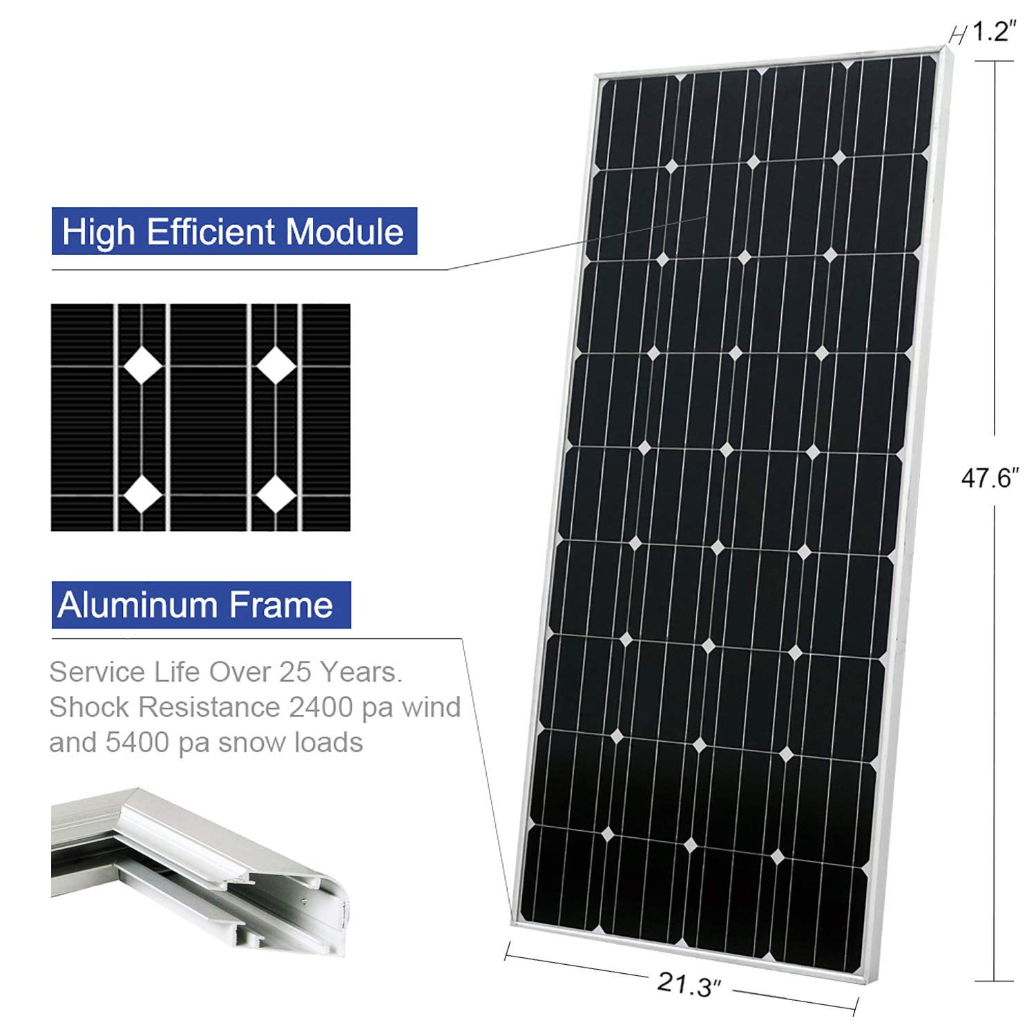 100 Watt Solar Panel 12 Volts Monocrystalline ELECTRICAL AND HOME APPLIANCE CDIVINE ANSWER